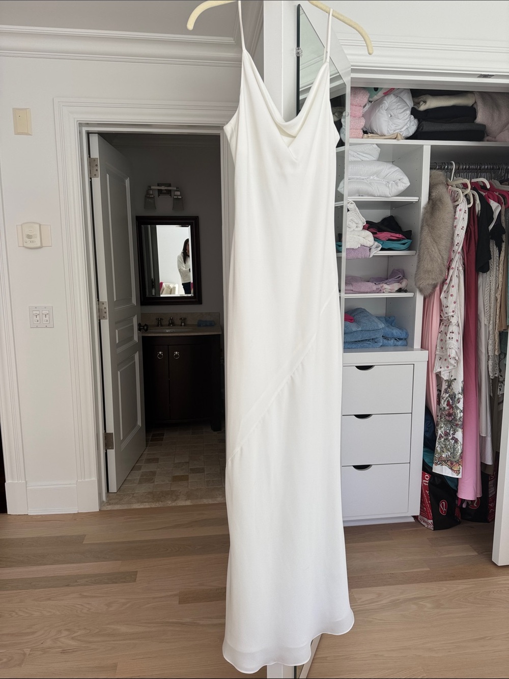 White Slip Maxi Dress with V-Neck